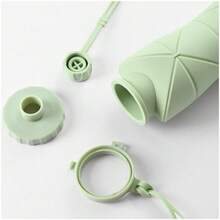 Collapsible Silicone Water Bottle, Portable Foldable Large Capacity Cup For Outdoor Hiking Cycling Travel - 黑色 - 查看 7