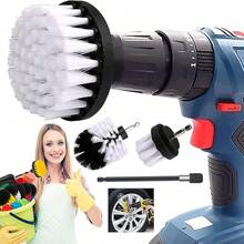 4pcs Cepillo de Taladro Eléctrico para Limpieza - de Limpieza para Detalles de Coche, Taladro de Limpiezas Drill Brush Kit para Pulir Auto, Baño, Cocina, Alfombra, Tapicería, Azulejos, Pared, Esquinas - #1 Blanco 3pcs Cepillos para Limpieza - Ver 1