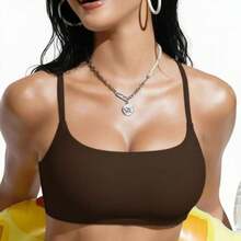 Gym Top With Double Straps, No Underwire, No Transparency, Fashion Colors - 鏽棕色 - 查看 1