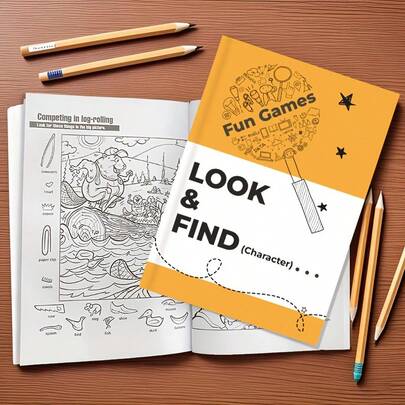 Character Themed  Picture Hide-And-FInd Drawing Book;  Challenging Visual Puzzle Book; Concentration Training Drawing Book.