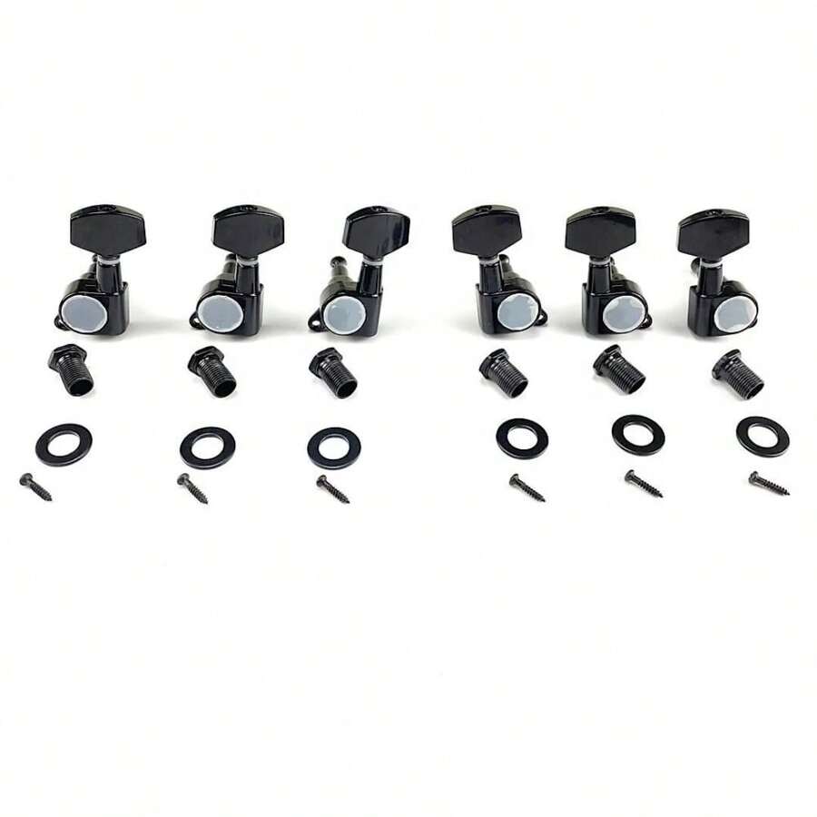 6 Clavijas de afinacion para guitarra electrica 3x3 - Negro - Ver 1