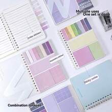 1本可伸缩便签本，多功能学生/办公用品套装，时尚低调的颜色，适合学校、办公室、学生（男女皆宜）和职场人士使用。也是一份很棒的返校礼物。 - 彩色 - 查看 2