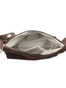 女士纯色麂皮手提包，可调节休闲简约单肩/斜挎包，日常通勤背包 - 咖啡 - 查看 9