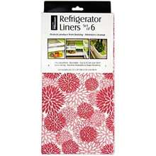 DII Kitchen Millennium Forro protector para estantes o contenedores del refrigerador, se puede lavar, es antiadherente - incluye 6, cortar para ajustar, rojo(Dhalia Tango Red Fridge Liner) - Multicolor - Ver 4