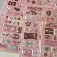 Happy Imagination Series Sticker Set, Exquisite INS Style Small Animal, Food, Beverage, Dessert Themed Stickers, Die-Cut Easy To Tear, Scrapbooking Supplies, Decorative For Notebooks, Frames, Phone Cases, Cups, Trash Cans, Magazines, Stationery Boxes, DIY Personalized Collage, Back To School, Study Supplies - Multicolor - View 7