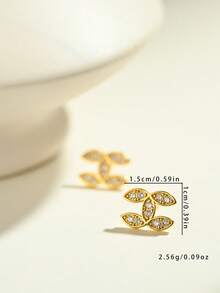 Hoa tai đồng mạ vàng 18K thanh lịch và dễ thương, thích hợp đeo hàng ngày và đi tiệc - Vàng - Xem 4