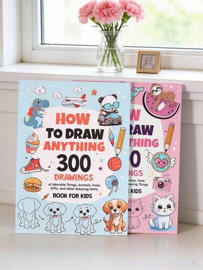 Bộ 2 cuốn sách hướng dẫn vẽ mọi thứ cho trẻ em: 300 hình vẽ dễ thương từng bước: Đồ ăn, động vật, Kawaii, quà tặng và nhiều thứ khác (Sách hướng dẫn vẽ cho trẻ em) Món quà hoàn hảo cho sinh nhật và các lễ hội.