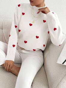 大码纯色立领针织毛衣 - 白色 - 查看 6