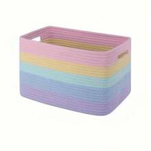 1pc Woven Storage Basket, And Decorative, Features Handle For Easy Carrying, Can Be Used To Organize Clothes, Toys, And Miscellaneous Items, Helps Tidy Up Home Space And Keep Things Orderly