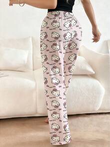 Sanrio 1pc Hello Kitty Printed One-Piece Pajama Pants, Cute Sleepwear For Women, Y2K Style, Suitable For Autumn And Winter