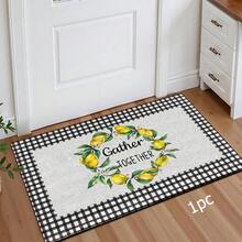 1 pieza Alfombra impresa con patrón de limón, tapete de lana sintética - Altamente absorbente, fácil de limpiar, adecuado para decoración del hogar, estilo rústico, entrada, interior, habitación, cocina, comedor, oficina pequeña/oficina en casa, fregadero, lavandería, felpudo, alfombrilla de cocina, alfombrilla antideslizante - Multicolor - Ver 16