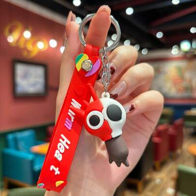 1 Box Of 4 Compartments, Key Chains, Cartoon Pendant Charms, Decorations, Small Gifts, Key Rings, 5.5 * 4.6 Cm, Random Styles, Suitable For New Year, Valentine's Day, Easter Gifts