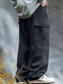 1pc Loose Fit Casual Soft Comfortable Fashion Outdoor Commuting Sports Multi-Pocket Cargo Pants For Teenage Boys & Teen Boy