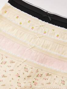 Bộ 5 quần lót nữ, quần lót cotton tối giản dễ thương, quần lọt khe họa tiết hoa. - Nhiều màu - Xem 3