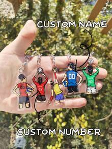 1pc Personalized Sports Keychain. Basketball Jersey Keychain, 2D Printed Keychain, Basketball, Volleyball, Sports Jersey Keychain, Sports Keychain, Sports Gift, Gift For Her/Him, Birthday Gift, Gift For Girlfriend/Boyfriend