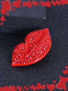 1pc Valentine's Day Red Lip Rhinestone Side Clip, Vintage Lip Clip, Women's Hair Accessory, Elegant Luxury Party Gift, Claw Clips, Hair Slide, Hair Barrettes