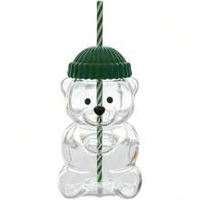 2025 New 20oz Cute Bear Shaped Insulated Tumbler With Reusable Straw - Animal Design, Suitable For Milkshakes, Bubble Tea And Iced Coffee - Multicolor - View 1