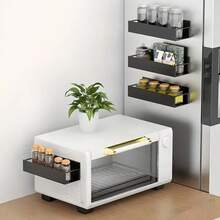 4-Piece Black Magnetic Side Shelf Sets - Strong Magnetic Fridge Shelves, No Drilling Required For Installation, Wall-Mounted Seasoning Storage Rack, A Household Storage Must-Have, Modern Home Storage Solution - 2pcs - 查看 5