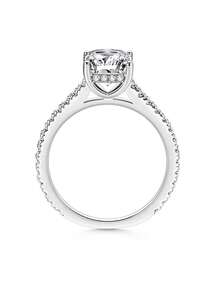 XUJIA 1pc 3 Carat Brilliant Cut Moissanite Engagement Ring, 925 Sterling Silver Women's Engagement Ring, 7x9mm Brilliant Cut Moissanite, Cubic Zirconia Accents, 925 Silver Ring, Perfect For Engagement, Wedding And Bridal Occasions