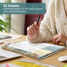 Weekly To Do List Notepad With 52 Undated Sheets(85"*11")- Undated Weekly Planner Notepad For Office Desk Accessories And Supplies - Midnight Lilac - ColorK - 查看 5
