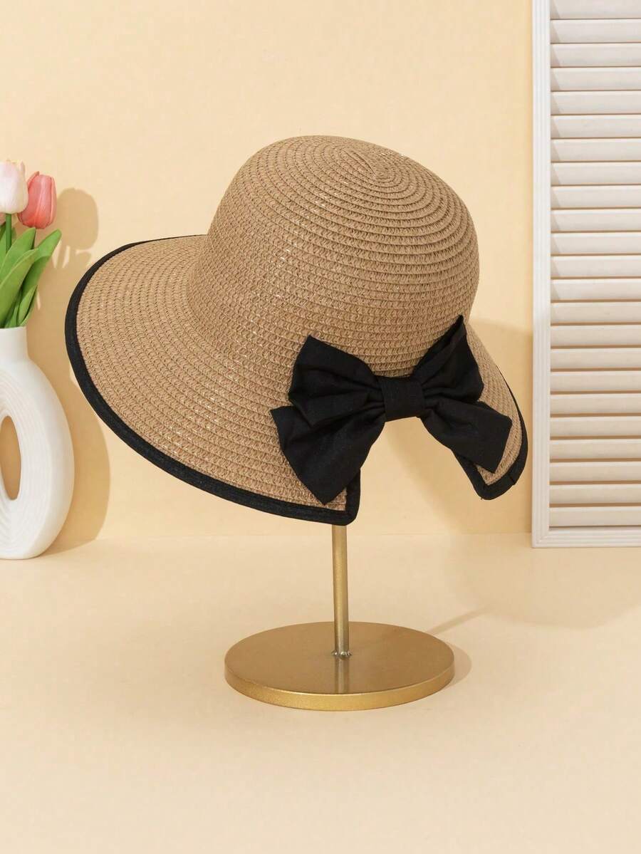 1pc Multi-Color Wide Brim Sun Hat For Women, Summer Beach Foldable Sunscreen Hat, Versatile Fashionable Casual Outdoor Travel Hiking Cap - Khaki - View 1