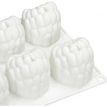 6孔硅胶覆盆子图案巧克力慕斯蛋糕模具，柔韧烘焙模具，适用于制作糖果、果冻、冰块（覆盆子） - 彩色 - 查看 5