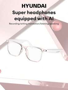 HYUNDAI HY-C8 AI Smart Glasses Bluetooth Earphones, Smart Translator For Cross-Language Communication, Voice Assistant, Real-Time Translation, Meeting Recording, Long Battery Life, Low Latency, Music, Call, Office, Business, Travel, Fashion Wireless Glasses Earphones Compatible With Smartphones - White - View 1