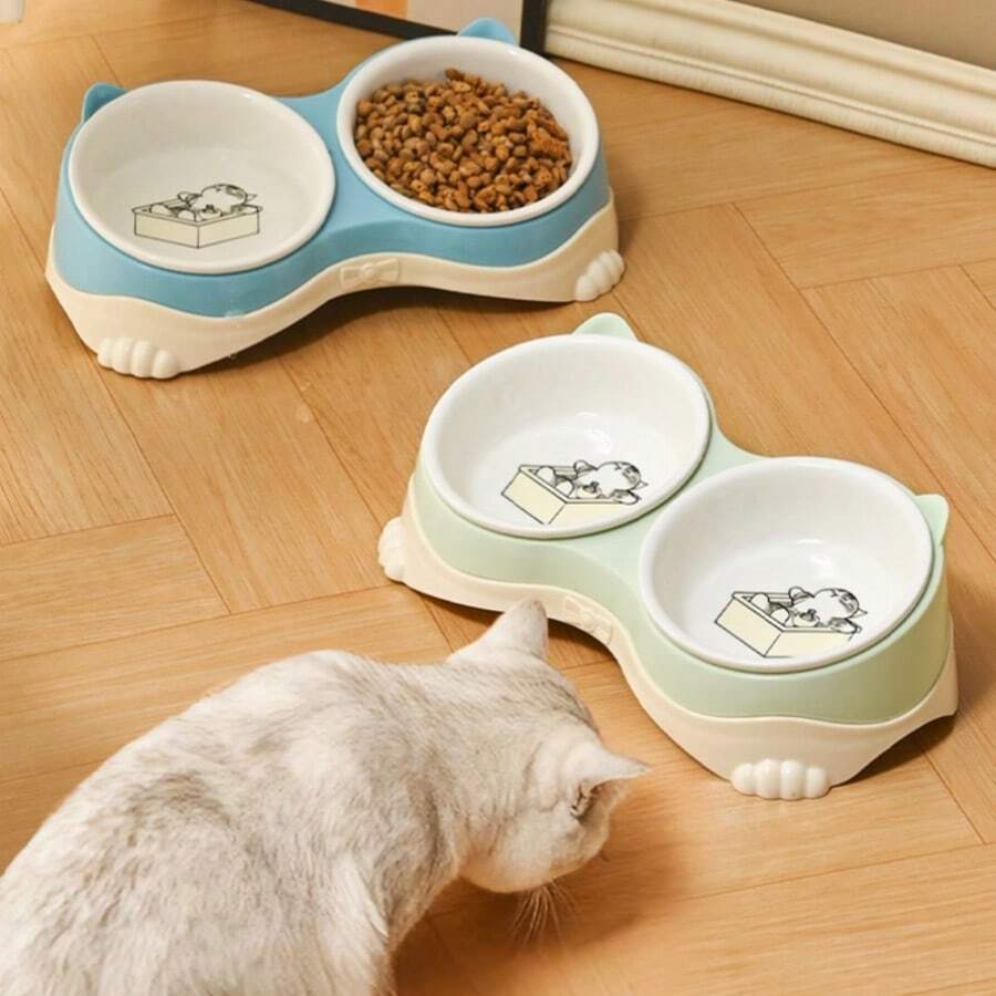 2-in-1 Futter- und Wassernäpfe für Haustiere, keramischer Anti-Verschütt-Futternapf und Trinknäpfe für Katzen - 150 ml - Übersicht 1