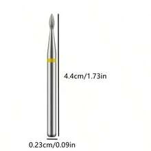 1支火焰形碳化钨金刚石指甲钻头，3/32英寸，专业去茧指甲钻头