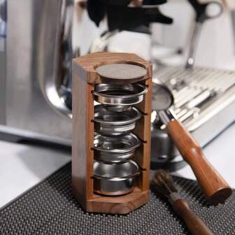 Espresso Filter Basket 58mm Stand Holder, Walnut Filter Basket Rack Storage Organizer For 58mm Portafilter Basket