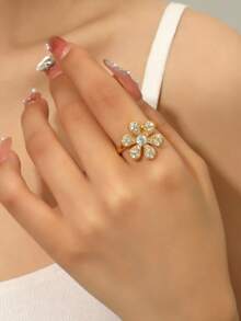 水钻花朵装饰袖口戒指 情人节、妈妈、母亲、母亲节、礼物