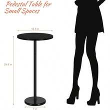 Drink Tables For Small Spaces Pedestal Side Table Set Of 2 Small Round Side Tables With Marble Base Black Pedestal Stand For Sofa Couch Chair Patio Black - Black2 - View 2