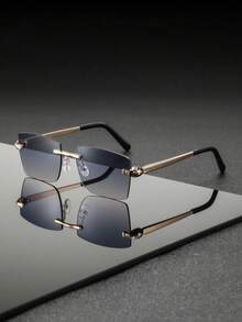 一副男士金属框矩形商务休闲时尚眼镜，适合商务旅行、行业会议、客户拜访等场合。 - 彩色 - 查看 6