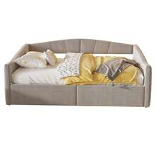 Upholstered Sofa Bed 140 X 200 Cm, Hydraulic Suspension, Slatted Base And Armrests, Classic Stripes, Modular Double Bed, Soft-Touch Velvet Upholstery, Light Grey - Light Gray + Velvet - View 6