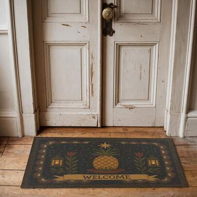 24x16in Primitive Colonial Pineapple Of Hospitality Welcome Mat Bathroom Mat Absorbent Kitchen Door Mat Modern Bathroom Rug Abstract Bath Mat