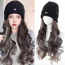 Synthetic Hat Wig Beanies Hat With Hair Wigs Long Wavy Hair Warm Soft Ski Knitted Autumn Winter Cap Heat Resistant For Women Christmas New Year Carnival Music - Multicolor - View 12