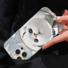 1pieza Funda para Teléfono de Gato Blanco, Carcasa Dura con Borde Suave y Brillo Lujoso, Adecuada para for  16 15 14 13 12 11 Pro Max 14 15 , funda para móvil, fundas movil - Color mezclado 1-1047 - Ver 5