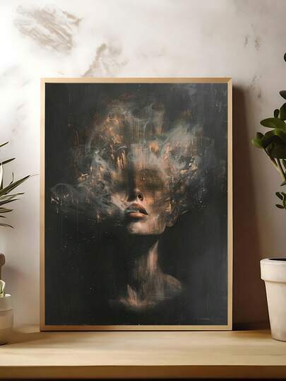 1pc Moody Dark Academia Art Print, Surreal Gothic Home Decor, Dark Maximalist Abstract Wall Art, Dark Atmospheric Canvas Wall Art, Valentine's Day Gifts, Couples Gifts,Fall/Winter Season Decor, Festival Gift, Wall Arts, Wall Decor, Home Decor, Room Decor, Canvas Wall Art, Posters, Wall Art With Frame, Optional Frame