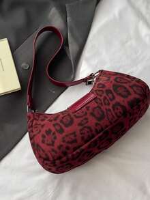 1 Peça Bolsa de Ombro/Axila Feminina Retrô Moto Punk com Rebite, Decoração Ajustável, Grande Capacidade, Couro Sintético Macio e Ombré, Adequada para Trabalho, Transporte, Encontros, Festas - Vermelho - Visão 10