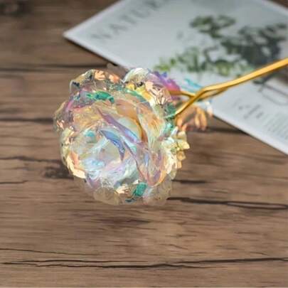 Colorful Artificial Roses With Gold Foil, Paired With Vibrant Leaves, Romantic Preserved Rose Petals With Glossy Finish, Maintenance-Free, Golden Stems, High-Quality And Durable, Ideal Gift For Valentine's Day, Birthday, Mother's Day, Wedding Parties And Holidays, Also Suitable For Home Decor, Party Decoration, Business Gifts, Wedding Decoration, Photography Props And Car Interiors.