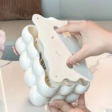 1个现代优雅纸巾盒，带球形软垫设计，适用于浴室、厨房、客厅，耐用塑料材质，节省空间，装饰性设计，可收纳纸巾和餐巾纸，浴室装饰，现代风格，触感光滑。