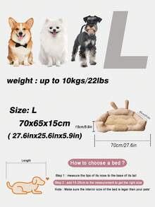 1pc Square Rabbit Ear Plush Warm & Comfortable Padded Pet Bed, Suitable For Medium/Large Cats & Dogs, Winter Sleep - Apricot - View 11