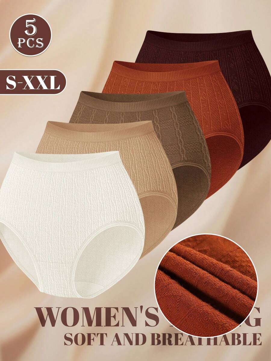 MIOTAN 5入組女式低腰三角褲，提花紋路貼身性感且舒適 - 彩色 - 查看 1