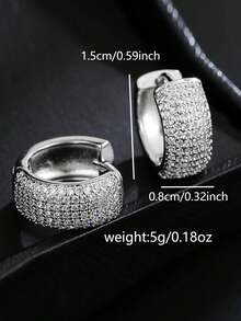 1 Pair Fashion Personalized Full Rhinestone Encrusted Men's Earring Clip, Jewelry Accessory For Holidays And Gatherings - Silver - View 2