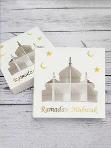 1 unidade, Caixa para Doces, Bolos e Biscoitos Eid Mubarak, Embalagem para Presente, Decoração Ramadan Kareem para Casa, Artigos para Festas Islâmicas Muçulmanas, Suprimentos para Pequenos Negócios, Ramadan Kareem, Decoração Eid, Ramadan Kareem, Decoração Eid Al-Fitr, Decoração em Formato de Mesquita - Branco - Ver 4