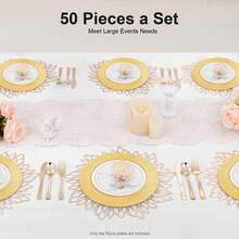 kangten 50Pcs Charger Plates Set 13 Inch Round Decorative Charger Plates Reusable Serving Plates For Birthday Parties Holidays Weddings Banquets Gold A Nice Gift - Default - View 6