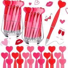 10pcs/Set Valentine's Day Heart-Shaped Ballpoint Pens, Available In Red, Pink, Light Pink, 1.0mm Tip, Black Ink, Retractable, "Love Me Like The First Time", Valentine's Day Gift, Holiday Party Favor, School/Office Supplies - Black - View 1