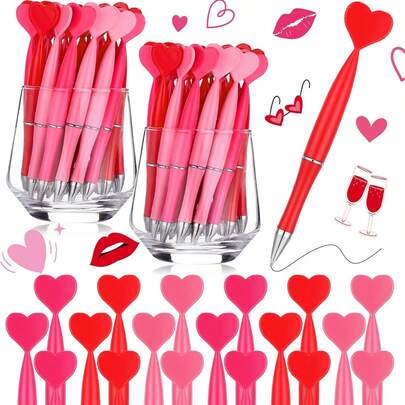 Set de 10 bolígrafos con punta de 1.0mm de tinta negra, retráctiles, con forma de corazón y mensaje "Ámame como la primera vez", disponibles en rojo, rosa y rosa claro, como regalo de San Valentín, favor de fiesta festiva, útiles escolares/de oficina