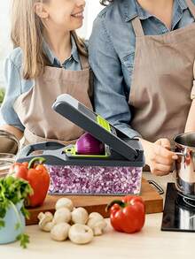 Máy thái rau củ đa năng 15 trong 1, máy bào đa năng dùng cho hành tây, tỏi, cà rốt, khoai tây, cà chua, trái cây, salad, dụng cụ nhà bếp cầm tay. - Nhiều màu - Xem 5