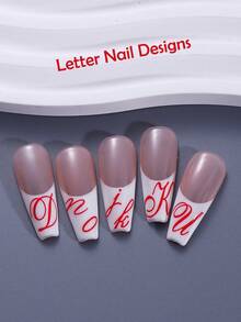 2片装红色字母美甲贴纸 3D DIY 自粘美甲贴花装饰配件 红色大写和小写字母滑块 美甲用品 女士女孩 - 紅色 - 查看 7